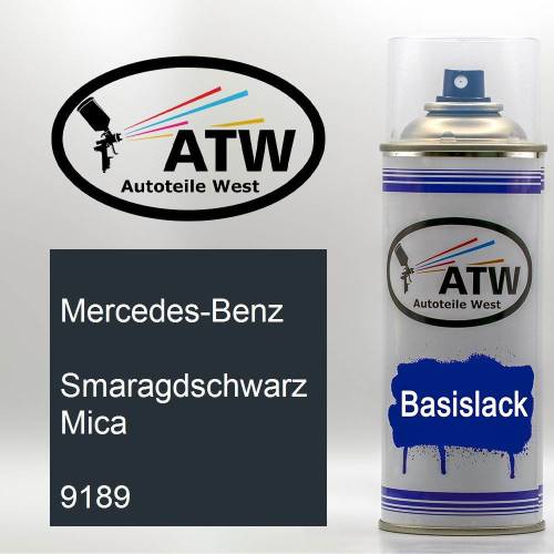 Mercedes-Benz, Smaragdschwarz Mica, 9189: 400ml Sprühdose, von ATW Autoteile West.